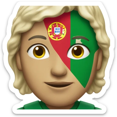 a neutral face with portugal flag in the background sticker