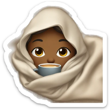 girl inside a blanket sipping coffee eyes closed sticker