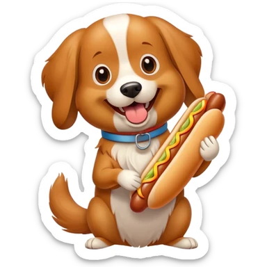A dog with a hot dog  sticker