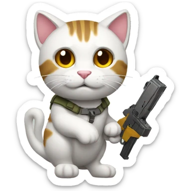 Gato con arma sticker