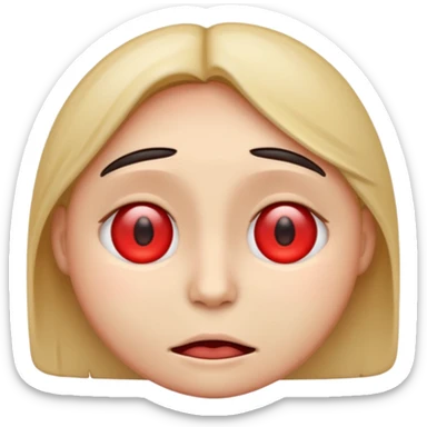 An emoji with red eyes  with tired face! sticker