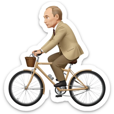 Vladimir Putin riding a bicycle from side view sticker