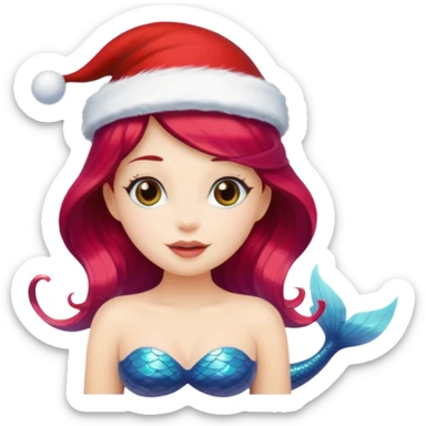 mermaid with christmass hat sticker