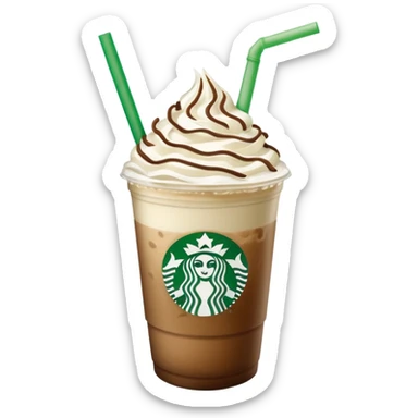 Starbucks iced white chocolate mocha coffee with whipped cream and green straw sticker