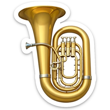tuba with a shiny gold finish sticker