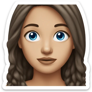 Brunette hair down blue eyes sticker