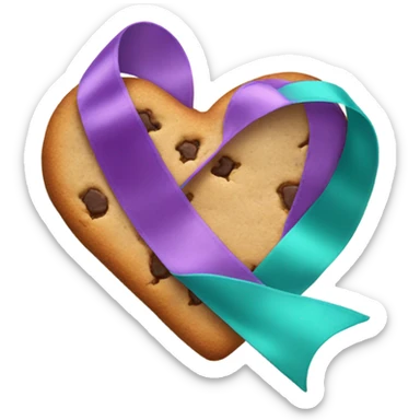 Cookie heart with teal purple support ribbon sticker