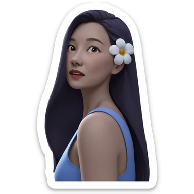 girl with flower in hair sticker
