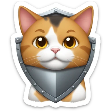 Fat calico cat with a shield  sticker