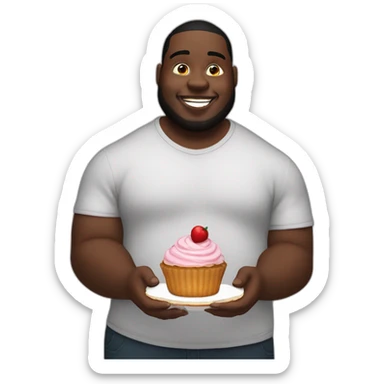 Big and Fat Black Man holding a cupcake. His name is EDP445. sticker