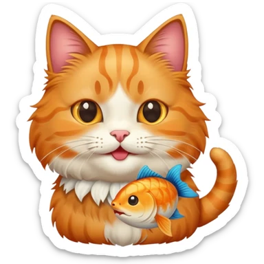 cat with fishy treat sticker
