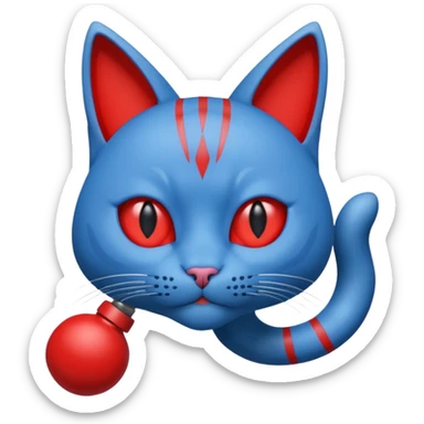 Cat with no ears head blue body blue with gadget red tail creator in fujiko pro sticker