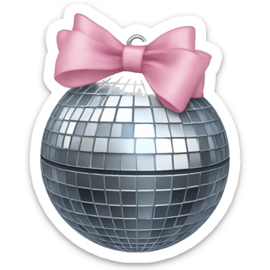Disco ball with light pink bow sticker