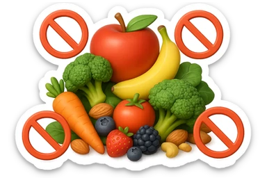 EMOJI STILE IPHONE DI UNa montagna di cibo sano con divieti 3d sparsi, IPERREALISTICO 4K sticker