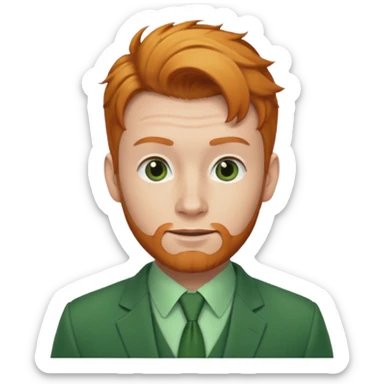 ginger man with bun hair with green suit  sticker