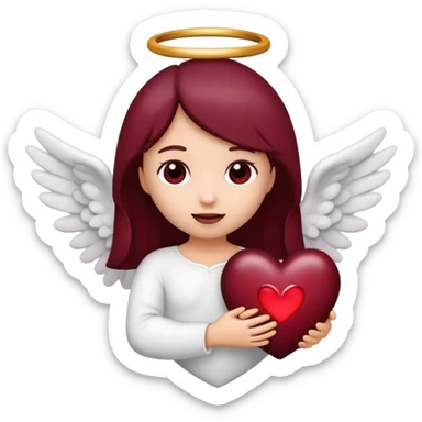 Deep maroon emoji heart with a little angel inside  sticker
