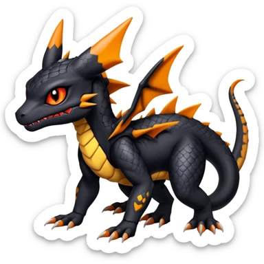 Scaly Cute Badass Gloomy Dark Guilmon-Salandit-Umbreon-Fakémon-hybrid-creature (full body)  sticker