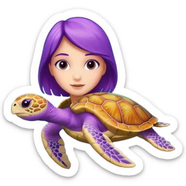 Purple girl Sea turtle in the ocean sticker