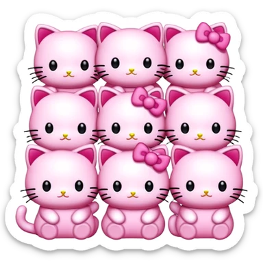 cute pink kawaii hello kitties sticker