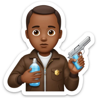 diddy shooting a gun in his right hand and baby oil in his left sticker