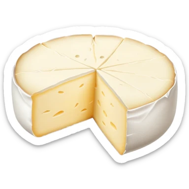 cinematic-realistic-brie-cheese-emoji,-featuring-soft-ripened-cheese-with-a-delicate white rind-rendered-with-lifelike-detail-and-inviting,-natural-lighting sticker