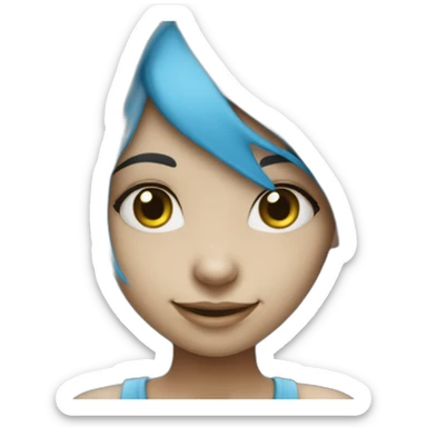 smiling girl with blue skin like smurf sticker