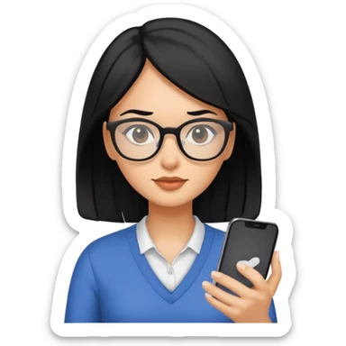 woman UX designer with black hair testing a mobile app sticker