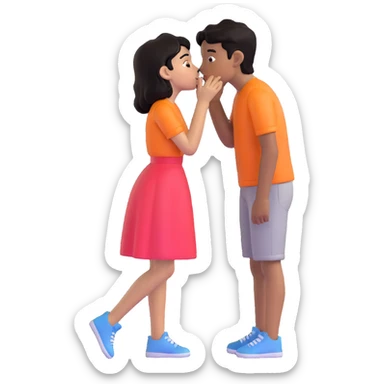 Black haired brown skinned boy kissing a black haired light skinned girl sticker