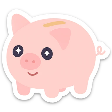A piggy bank with a coin slot and a happy face, in a cute and friendly style. sticker