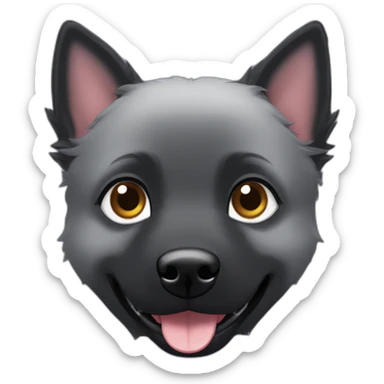 Black schipperke head with only black hair, mid length hair and dark brown eyes sticker