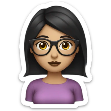 Brow girl with black hair and cat eye specs hour glass figure  sticker