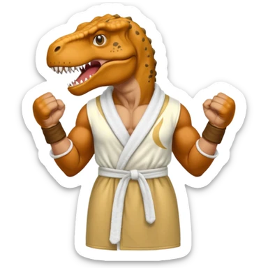 T. rex boxer wearing a robe sticker