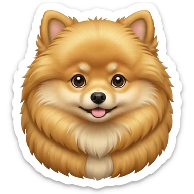 Create a golden pomeranian, all cute and adorable entire  only face and body  sticker