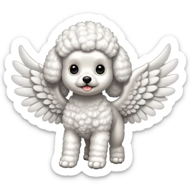 Perro french poodle mini blanco con Alas sticker