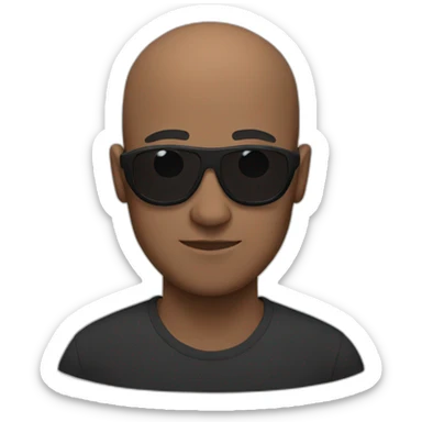 brown bald guy with black goggles sticker