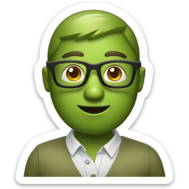 Green Olive wearing glasses sticker