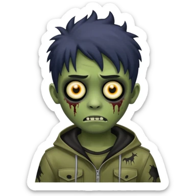 crie um menino zumbi emo sem o rosto deformado sticker