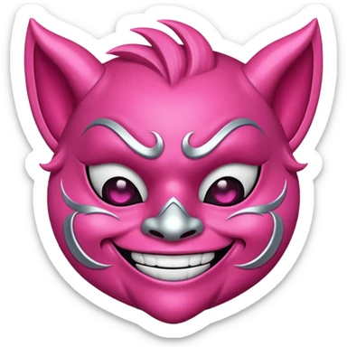 A pink girly oni mask sticker