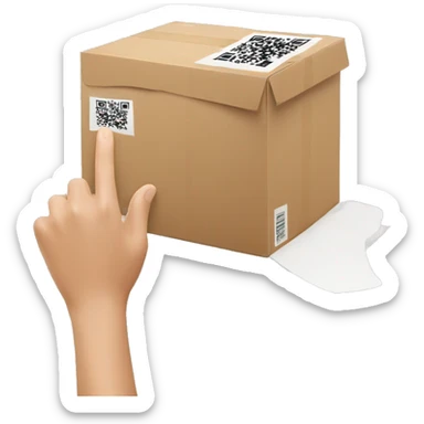 hand with phone scanning a parcel's qr-code sticker