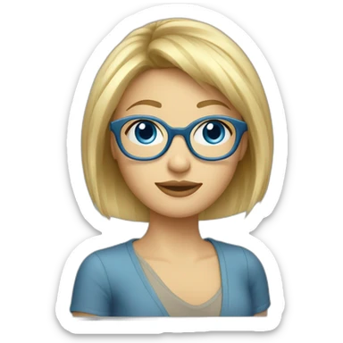 blond-girl-short-hair-and-curtain-fringe-with-blue-eyes-and-glasses sticker