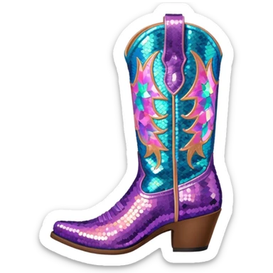 Sequin cowgirl boots sticker