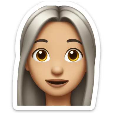 Girl with ponytail, tongue out, eyes looking up sticker