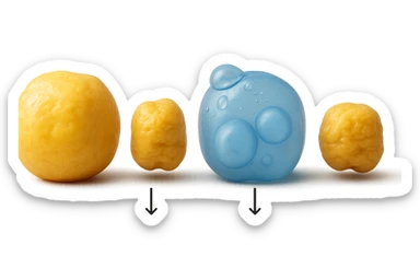 il processo di una cellula adiposa che si sgonfia, e si gonfia di acqua, falla identica all'immagine che ho allegato ma in 3d iperrealistica 4k sticker