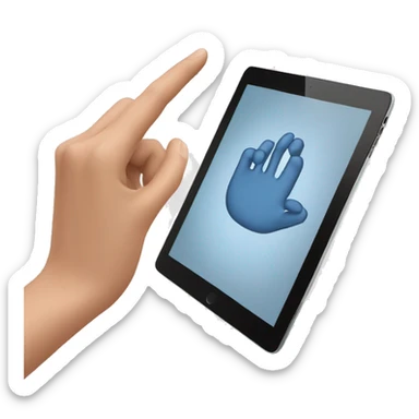 An iPad and a hand with a handle on the front sticker