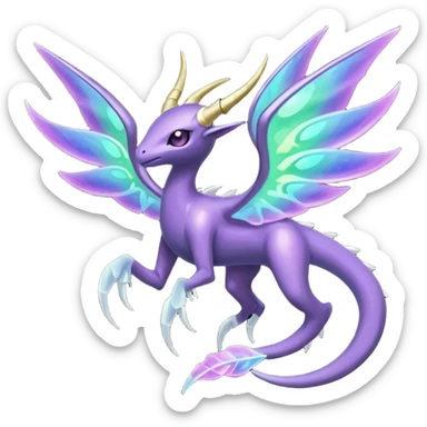 Shiny celestial divine flying ethereal gloomy dusky eldritch Genesect-Lunala-ET-hybrid-fantasy-creature sticker