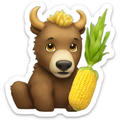 a bear that looks like a centaur wearing a corn sticker