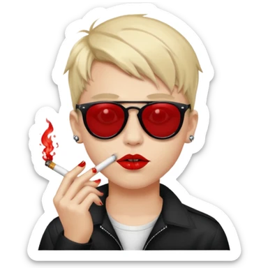 boy with piercing sunglasses blood smoking cigarette black lips sticker