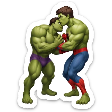 Spiderman kiss hulk sticker