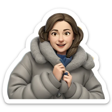 smiling girl in cozy coat sticker