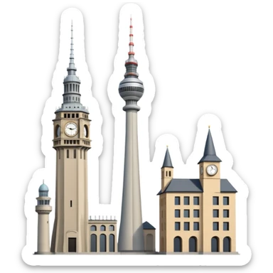berlin television tower versus big ben tower sticker